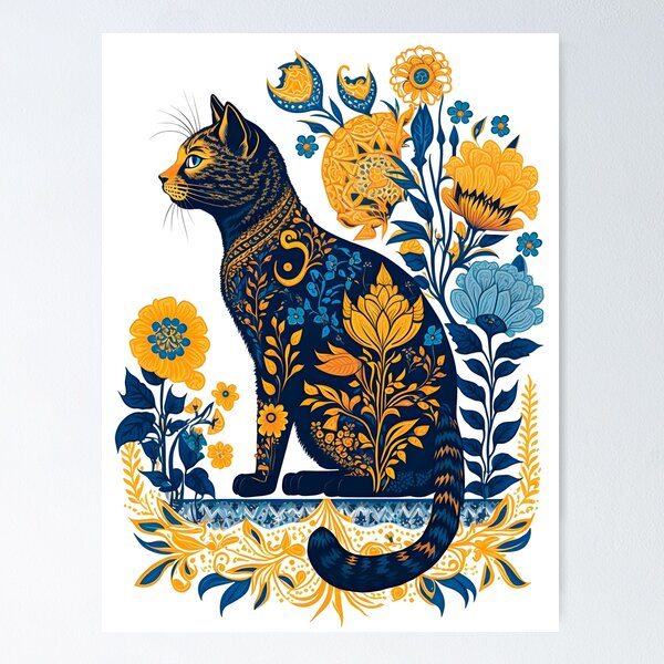 Artikelvorschau, Ukraine-Katze-niedliche Blumenweinlese-ukrainische Flagge u. Wyschwanka entworfen und verkauft von SecretDicer.