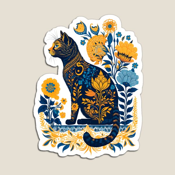 Item preview, Ukraine Cat Cute Floral Vintage Ukrainian Flag & Vyshyvanka designed and sold by SecretDicer.