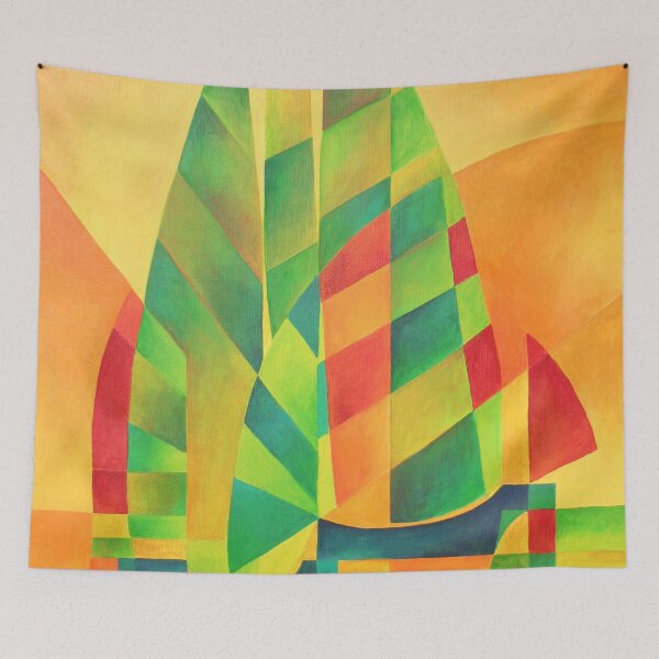 Item preview, Chinese Junks, Sunset, Sails and Shadows Bold Cubism designed and sold by taiche.