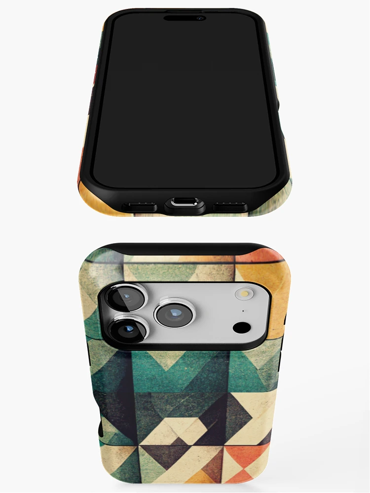 Thumbnail 3 of 4, iPhone Case, Rustic Square Tile Patterns designed and sold by CosyDesign.