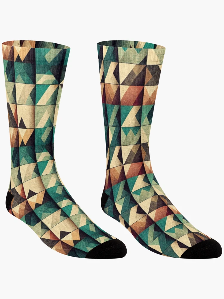 Thumbnail 3 of 5, Socks, Rustic Square Tile Patterns designed and sold by CosyDesign.