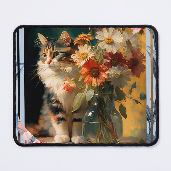 Item preview, Cat and Flower Oil Painting on Sale designed and sold by Lobory.