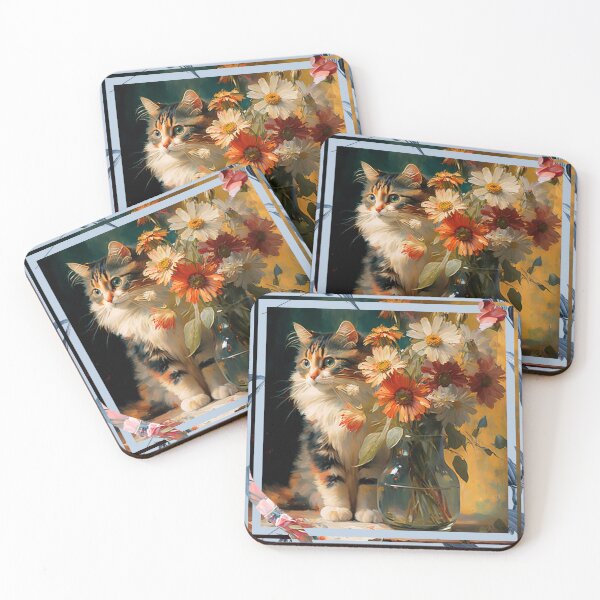 Item preview, Cat and Flower Oil Painting on Sale designed and sold by Lobory.