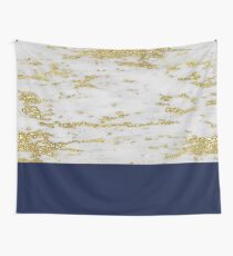 Faraldi Gold Marmor und Französisch Marine Wandbehang