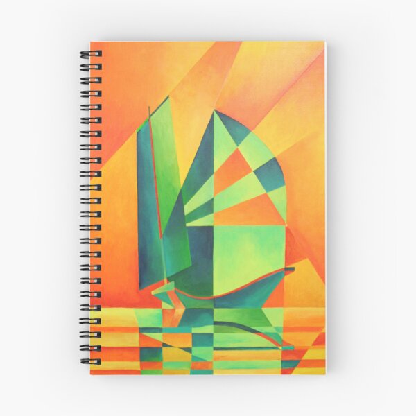Item preview, Chinese Junk Sails at Sunrise Orange And Green Abstract designed and sold by taiche.