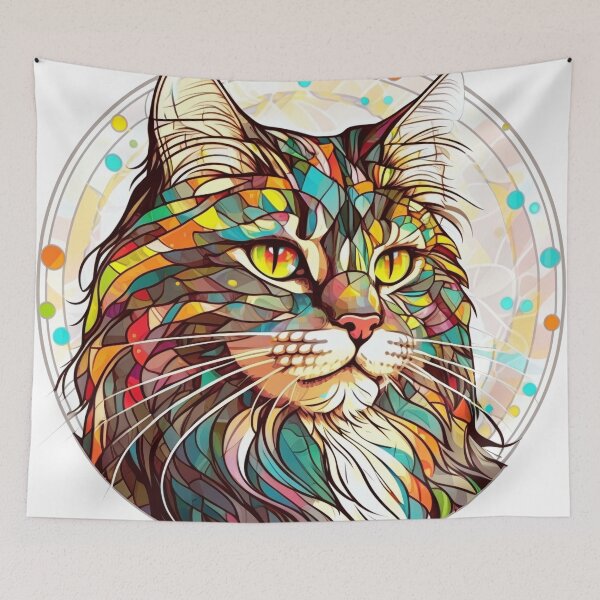 Item preview, Maine Coon Cat Stained Glass Cat Maine Coon designed and sold by ThePetozoicEra.