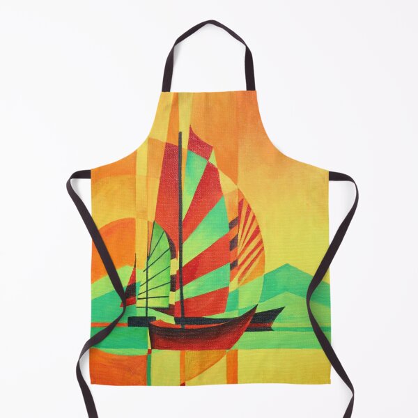 Item preview, Chinese Junks Sail to Shore In Cubism Geo Art designed and sold by taiche.