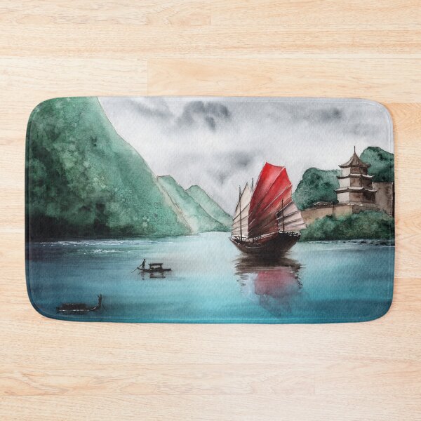 Item preview,  Watercolor picture of a chinese sailing ship designed and sold by MaryWatercolor.