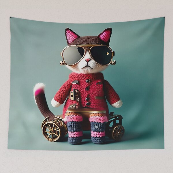 Item preview, Crochet Cat with Sunglasses designed and sold by cuprum.