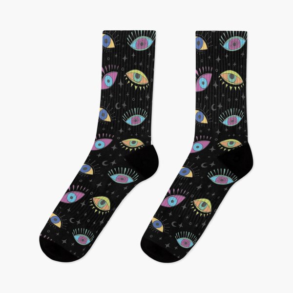 Item preview, Colorful Evil Eye Seamless Pattern on Black Background designed and sold by BuBuchi.