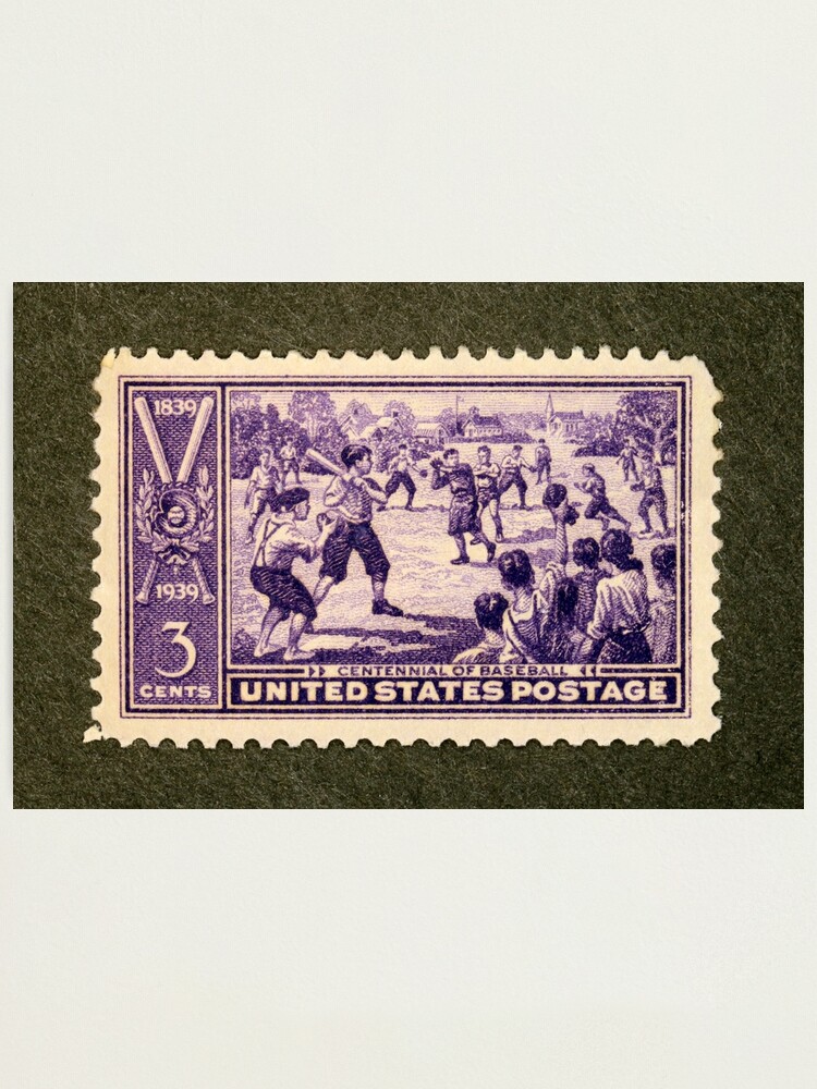 "1939 3¢ Baseball Centennial Postage Stamp" Photographic Print by