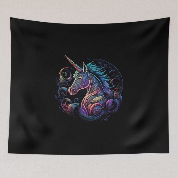 Artikelvorschau, A Dazzling Unicorn Head with a Rainbow-Colored Horn entworfen und verkauft von digitaldreamHD.
