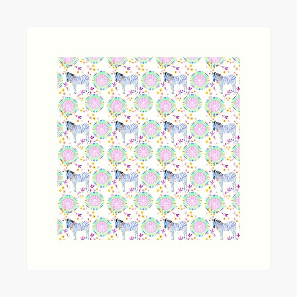 Hola Zebra Brights Art Print