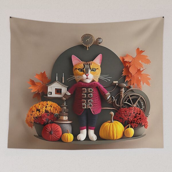 Item preview, Crochet Cat with Pumpkins designed and sold by cuprum.