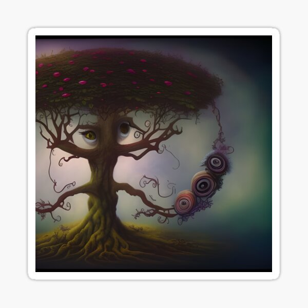 I Spy With My Big Eye - Surreal Tree AI Art Sticker