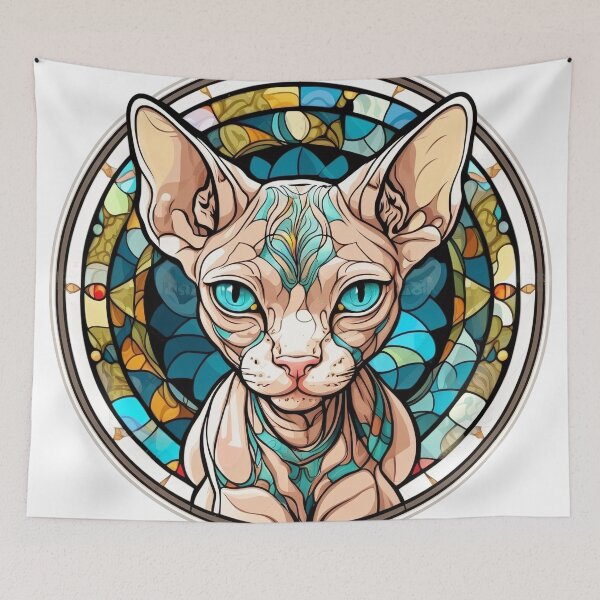 Item preview, Sphynx Stained Glass Cat Sphynx designed and sold by ThePetozoicEra.