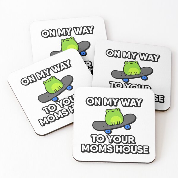 Item preview, Cute Frog on a Skateboard with On My Way To Your Moms House Quote Kawaii Skater Frog Doodle designed and sold by RiciPaneto.