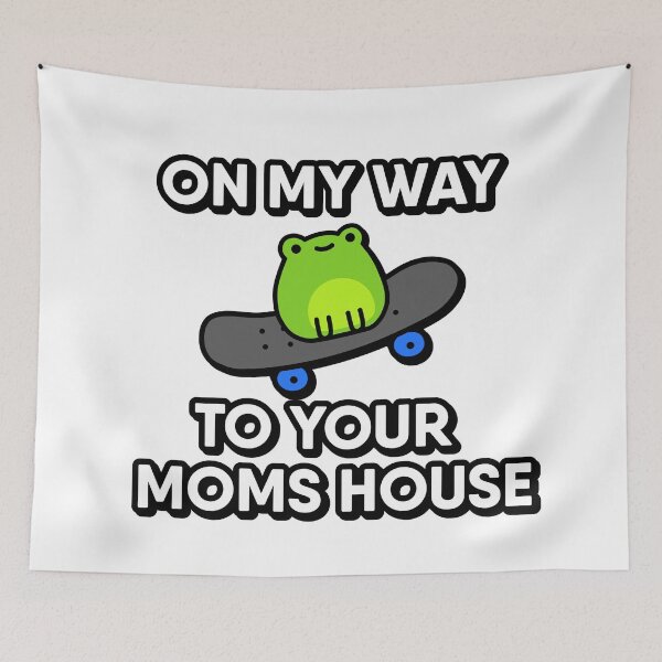 Item preview, Cute Frog on a Skateboard with On My Way To Your Moms House Quote Kawaii Skater Frog Doodle designed and sold by RiciPaneto.