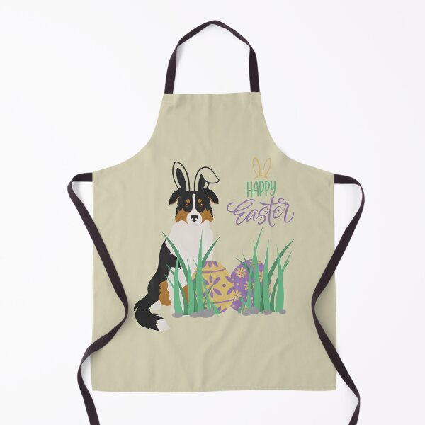 Item preview, Tricolor Australian Shepherd Dog with Bunny Ears and Happy Easter with Egg designed and sold by SeasonalDogs.