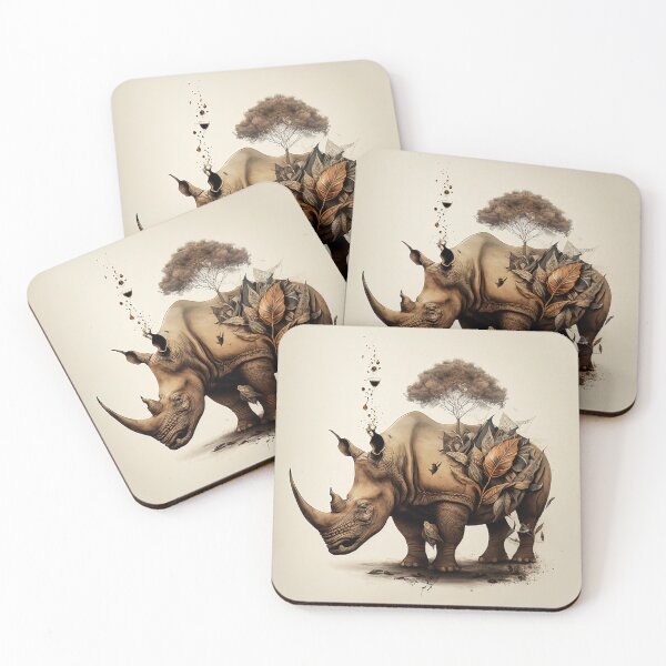Item preview, Rhino art with plants and flowers, rhinoceros designed and sold by One Piece Bounty Poster.