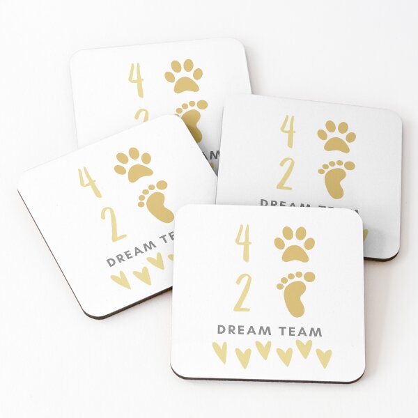 Item preview, Dream team in beige with paws and feet for dog sports enthusiasts designed and sold by PausePapote.