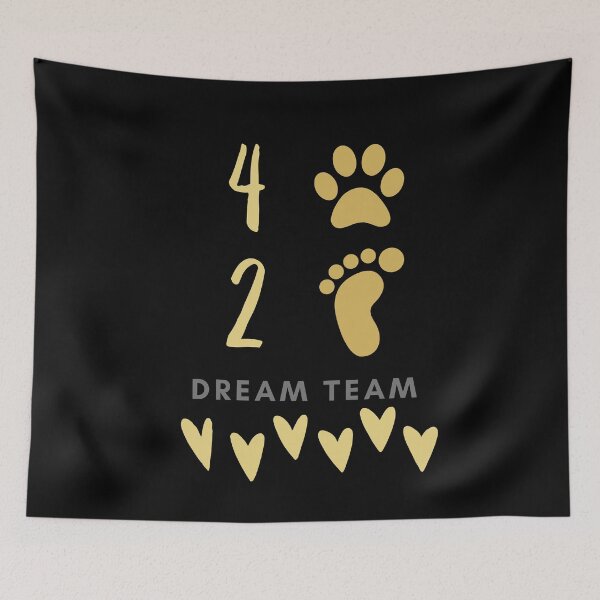 Item preview, Dream team in beige with paws and feet for dog sports enthusiasts designed and sold by PausePapote.