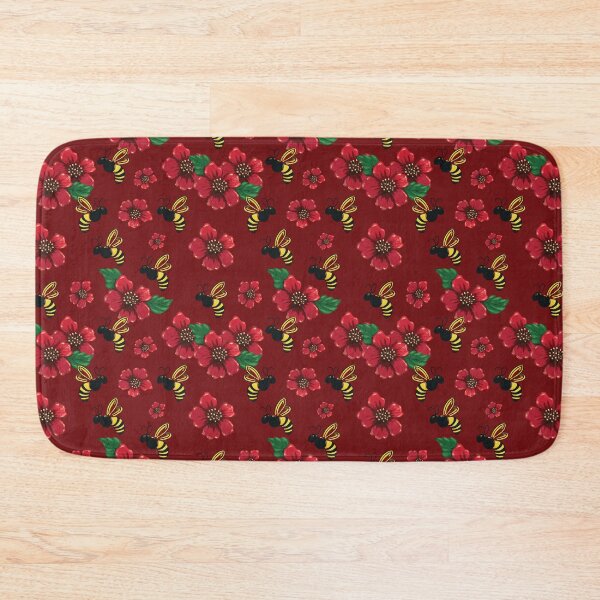 Item preview, Bees and flowers Burgundy designed and sold by Freshinkshop.