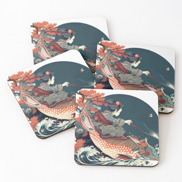 Item preview, Ukiyo-e Girl on Fish designed and sold by FairfaxDigital.