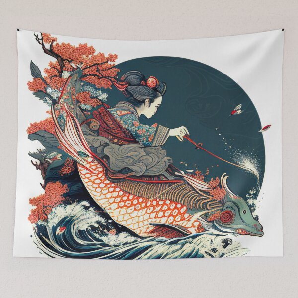 Item preview, Ukiyo-e Girl on Fish designed and sold by FairfaxDigital.