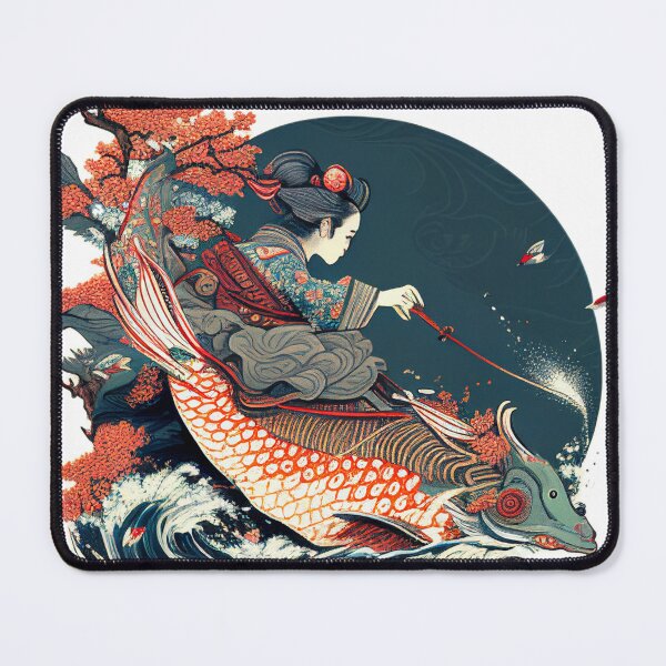 Item preview, Ukiyo-e Girl on Fish designed and sold by FairfaxDigital.