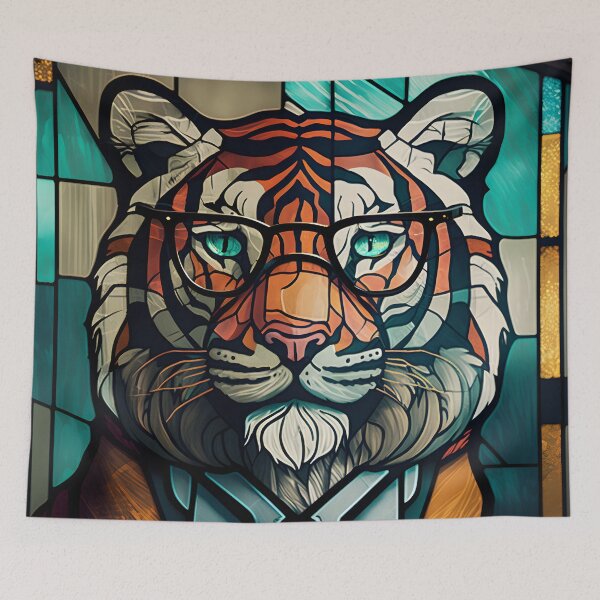 Item preview, Wise Tiger - Stained Glass designed and sold by AgitProPrints.