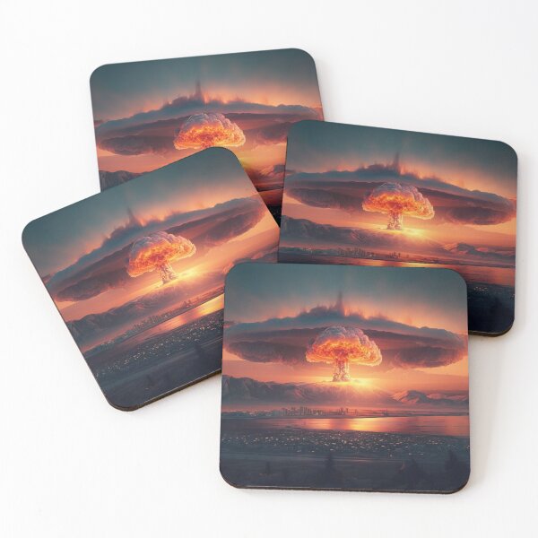 Item preview, Landscape of the atomic bomb detonated in city view, imagined art, fantasy art, wall art 2 designed and sold by jetaiart.
