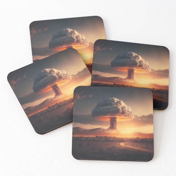 Item preview, Landscape of the atomic bomb detonated in city view, imagined art, fantasy art, wall art 3 designed and sold by jetaiart.