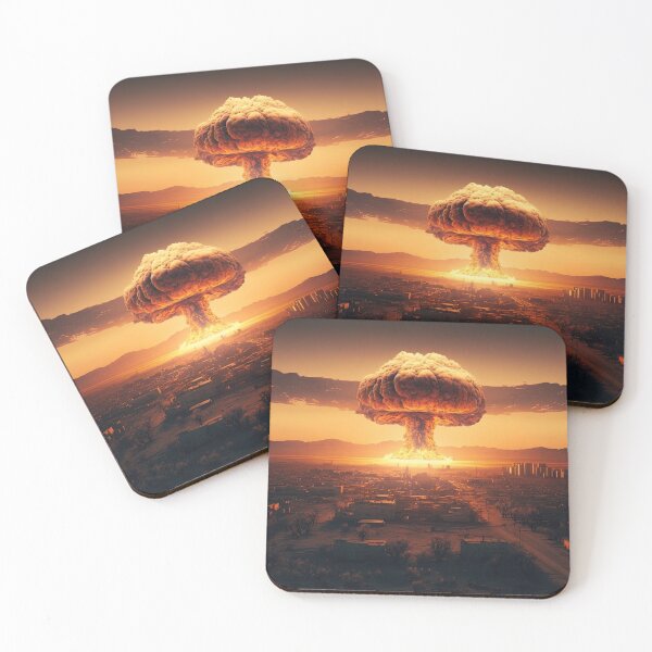 Item preview, Landscape of the atomic bomb detonated in city view, imagined art, fantasy art, wall art 4 designed and sold by jetaiart.