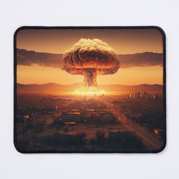 Item preview, Landscape of the atomic bomb detonated in city view, imagined art, fantasy art, wall art 4 designed and sold by jetaiart.