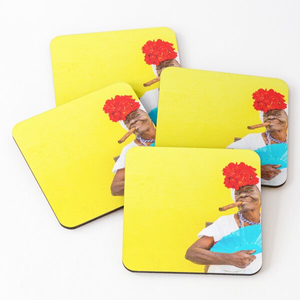 Item preview, Cuban Woman With Cigar And Yellow Background designed and sold by Paul Thompson Photography.