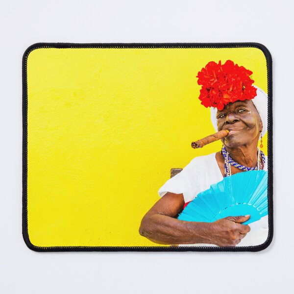 Item preview, Cuban Woman With Cigar And Yellow Background designed and sold by Paul Thompson Photography.