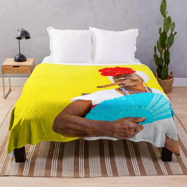 Item preview, Cuban Woman With Cigar And Yellow Background designed and sold by Paul Thompson Photography.