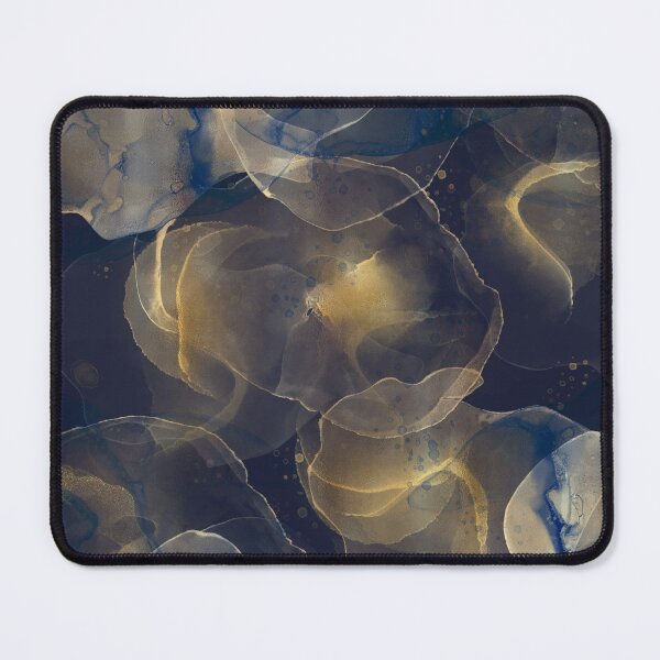 Item preview, Abstract Dark Blue Gold Fluid Art Painting designed and sold by NdesignTrend.