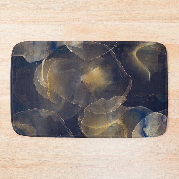 Item preview, Abstract Dark Blue Gold Fluid Art Painting designed and sold by NdesignTrend.