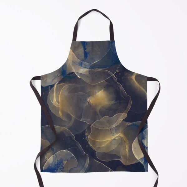 Item preview, Abstract Dark Blue Gold Fluid Art Painting designed and sold by NdesignTrend.