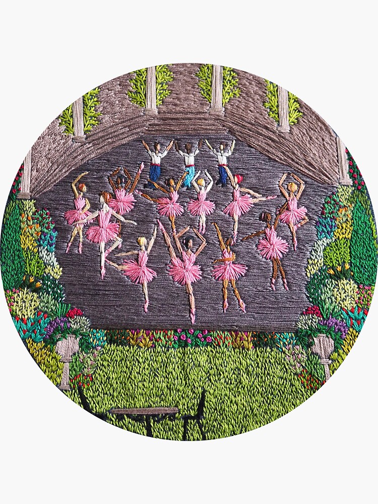 Thumbnail 3 of 3, Sticker, Ballerinas in the Italian Garden designed and sold by SewingSongbird.