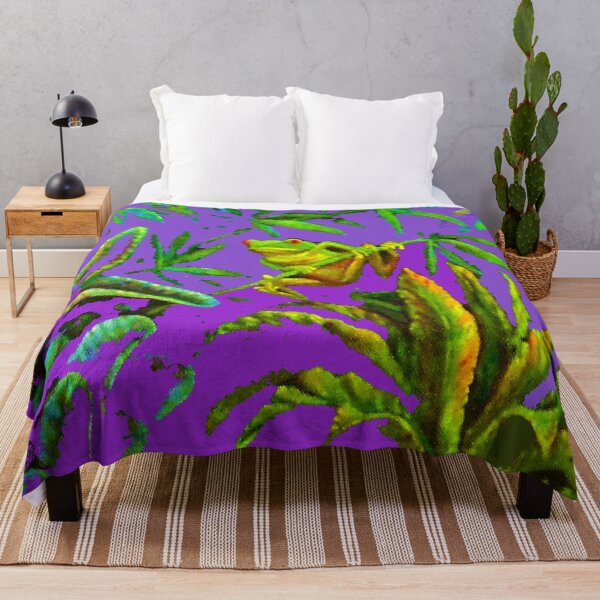 Item preview, TROPICAL RED EYE FROG PURPLE JUNGLE SHADOWS ART designed and sold by sharlesart.