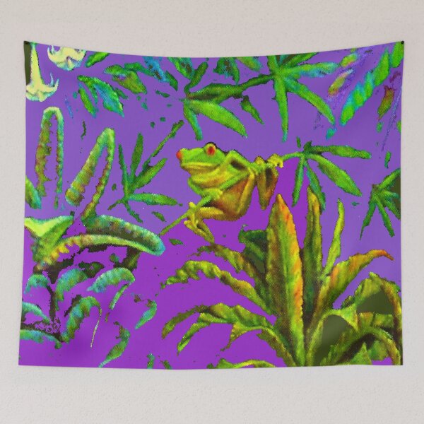 Item preview, TROPICAL RED EYE FROG PURPLE JUNGLE  SHADOWS ART designed and sold by sharlesart.