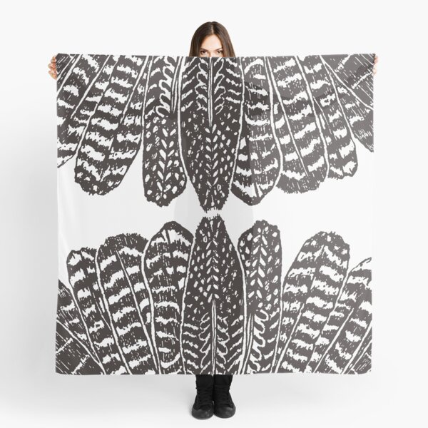 Tribal Feathers Black Scarf