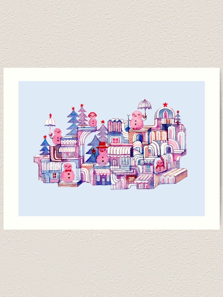 Alternate view of Snowman Town No.3 Art Print