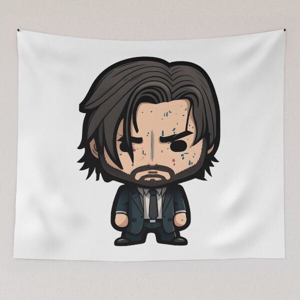 Item preview, John Wick - Cartoon Funkopop style designed and sold by AgitProPrints.