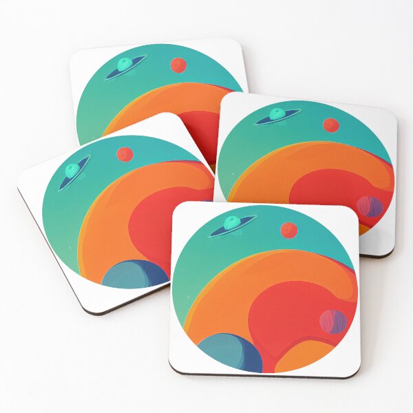 Item preview, Illustration of different planets in a gradient sky, round format designed and sold by Flairh-Art.
