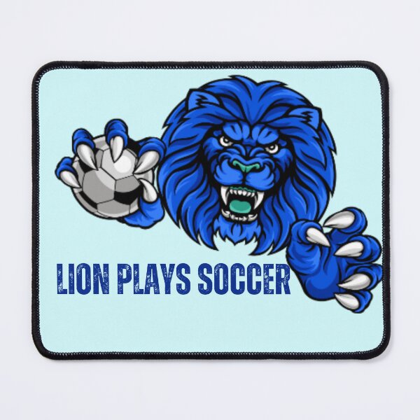 Item preview, Blue Lion Playing Soccer, soccer lovers, lion lovers designed and sold by D-lion.