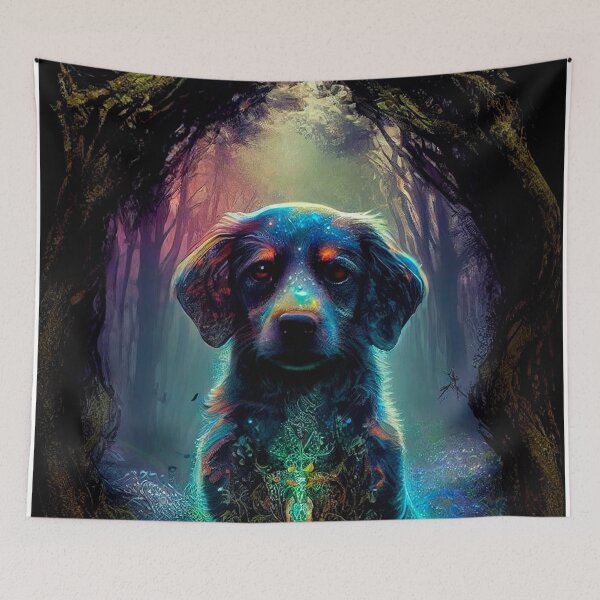 Item preview, Ancient magical molten Dog spirit in a mystical arcane forest designed and sold by Oleh Mykhailenko.